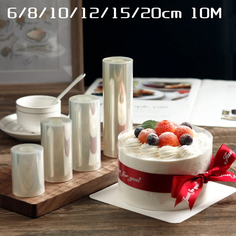 6/8/10/12/15/20cm 10M Acetate Roll Cake Collar Transparent Mousse Cake Surround Film for Chocolate Mousse Cake Decoration