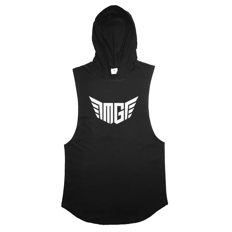 Muscleguys Brand Sleeveless Shirt with hoody Cotton Gym Clothing Fitness Vest Men Bodybuilding Tank Tops Hoodies Sports Singlets