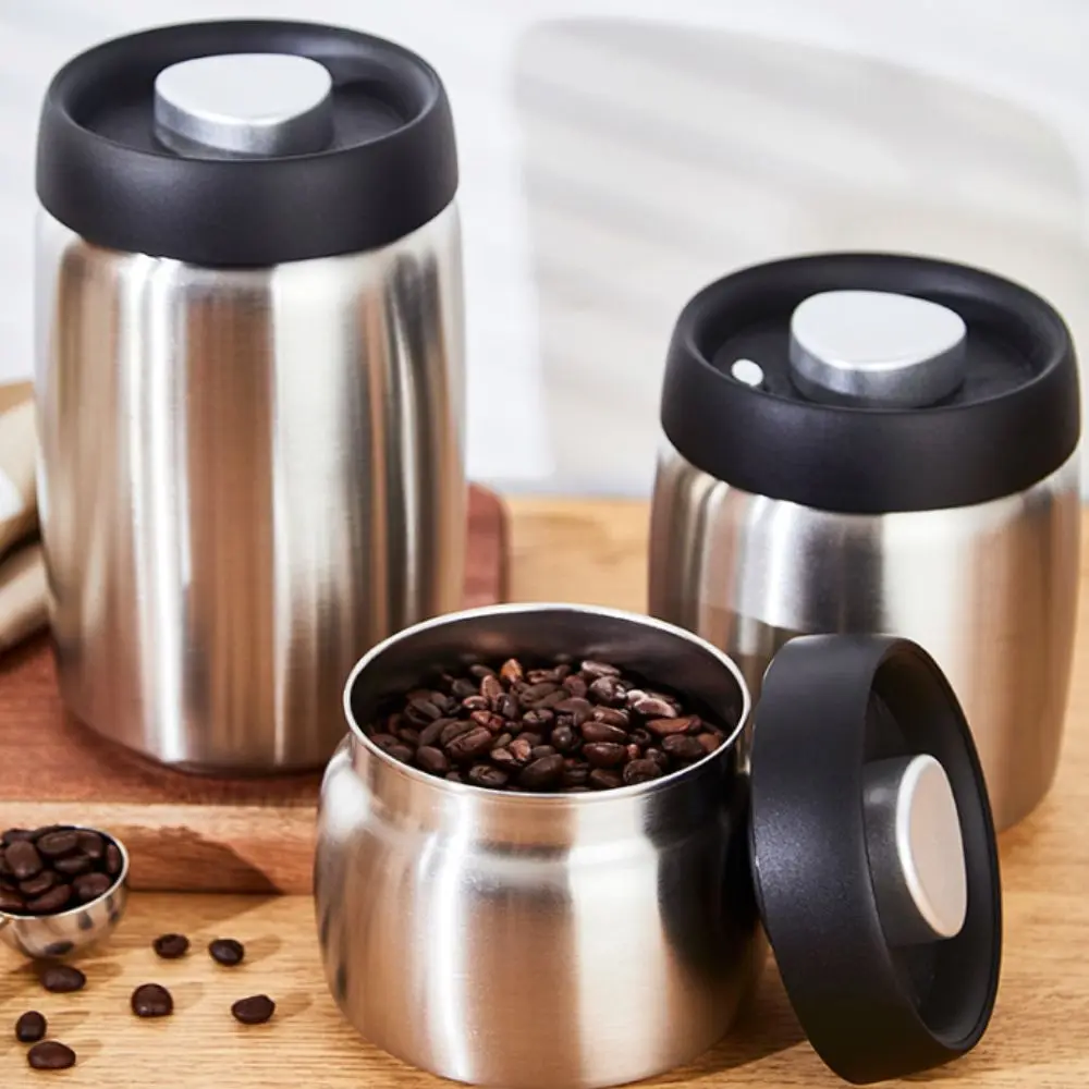 304 Stainless Steel Coffee Beans Vacuum Sealed Jug Moisture-proof Keep Fresh Coffee Vacuum Canister Airtight Tea Storage Jug