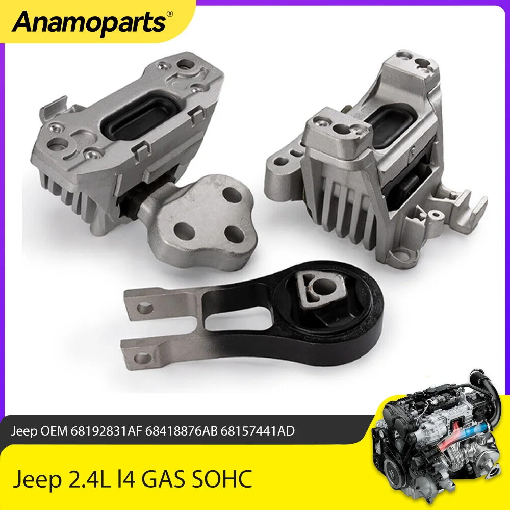 Engine Motor & Transmission Mount Parts Fit 2.4 L For Jeep 2.4L l4 GAS SOHC 2014-2019 OEM 68192831AF 68418876AB 68157441AD