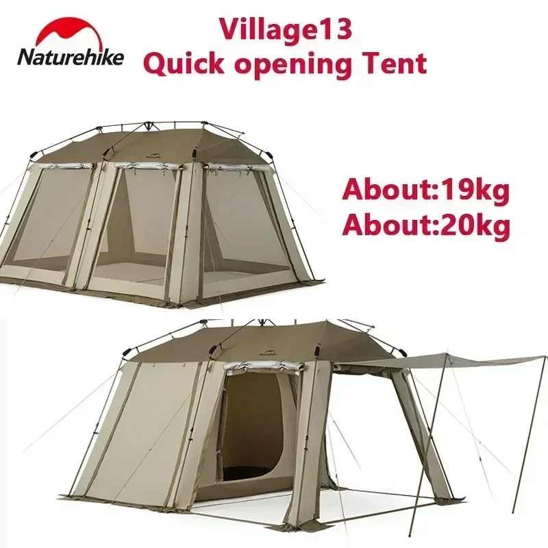 Naturehike Village 13 Tenda automática Cabine com saia de neve Uma estrutura Casa Equipamento de acampamento Grande espaço Tenda turística ao ar livre