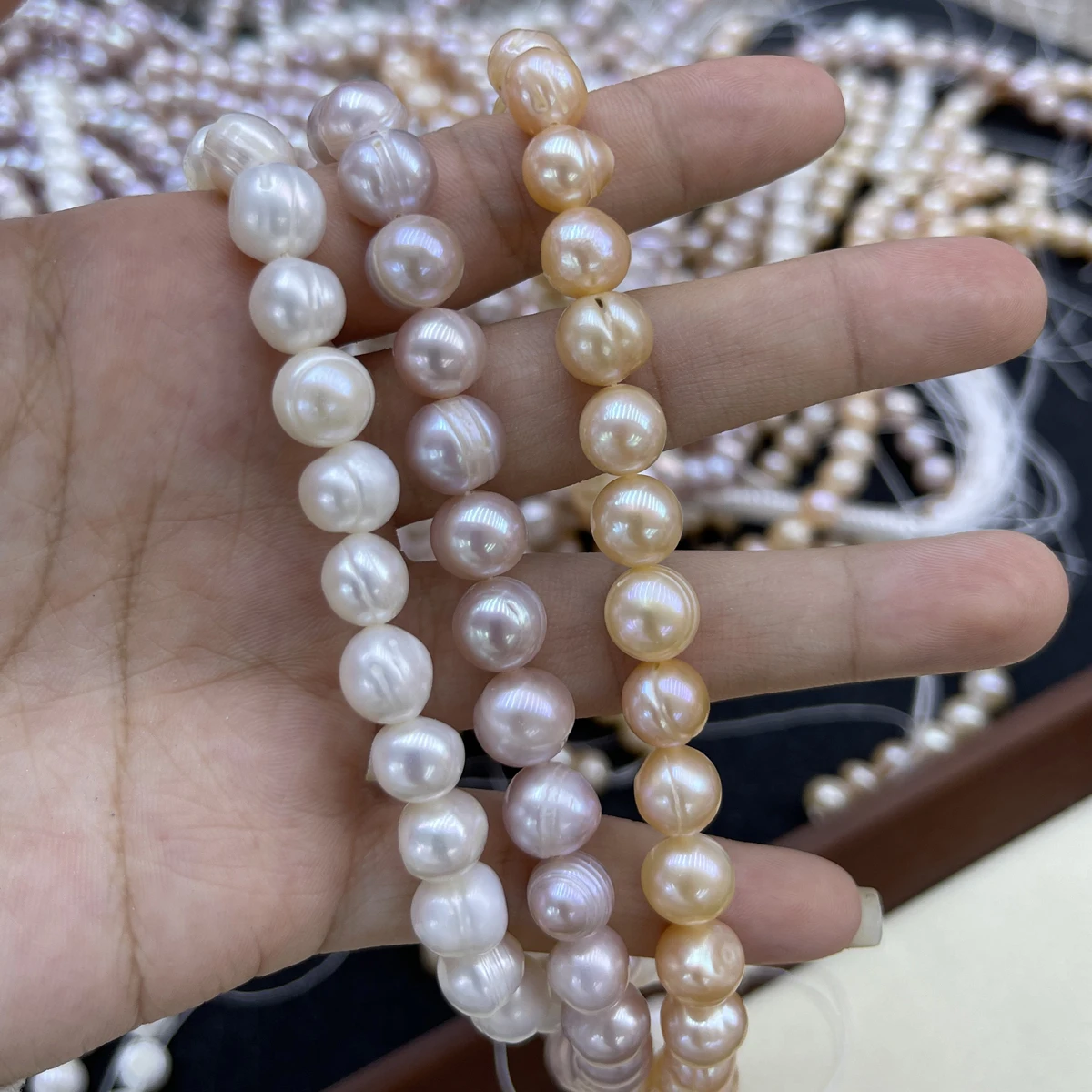 

9-10mm Potato Shape Threaded Natural Freshwater Pearl Beads for Jewelry Making Supplies DIY Women Necklace Bracelet Accessories