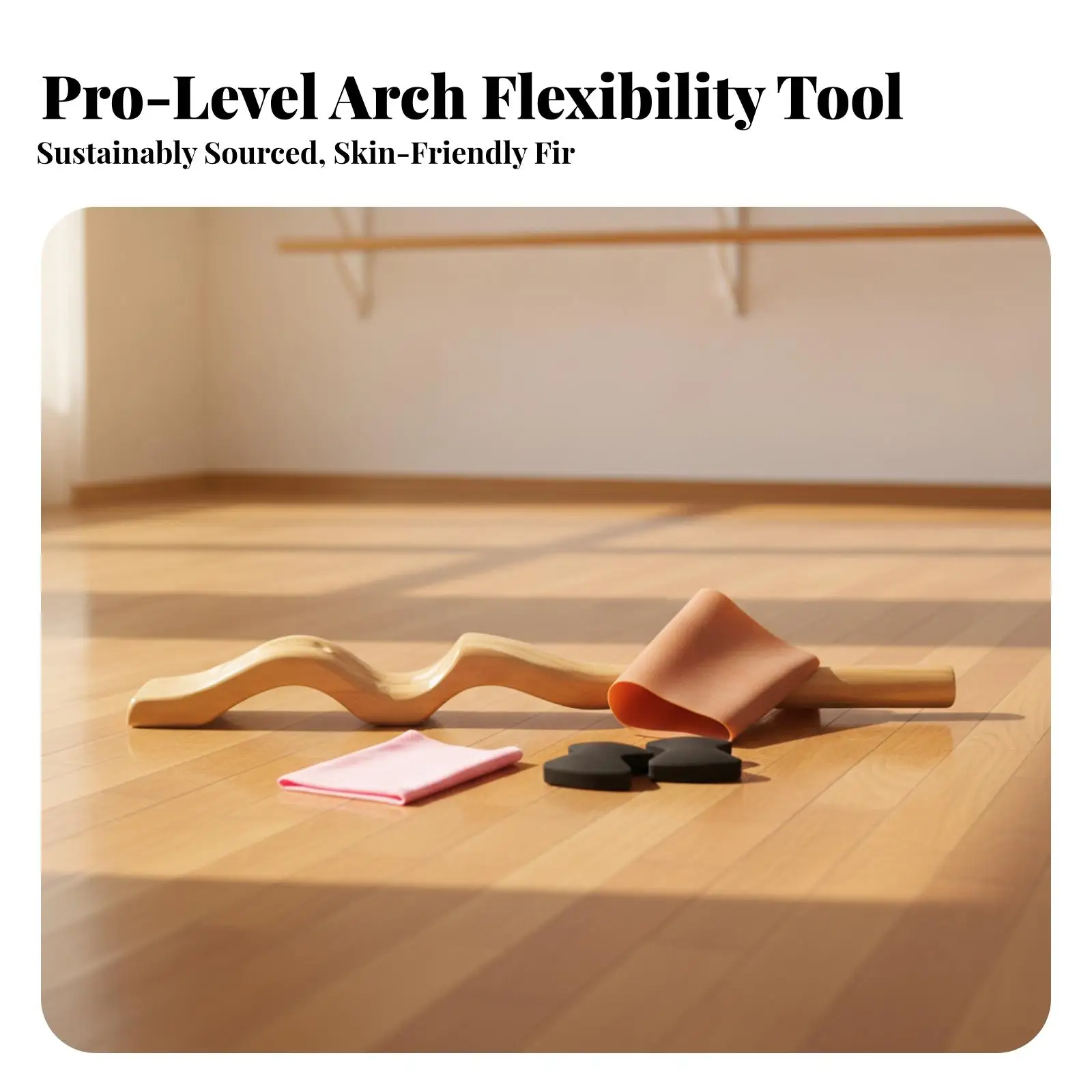 Instep Stretching Device for Ballet Wooden Arch Trainer with Rounded Handle Cushioned Comfort for Dancers Flexibility