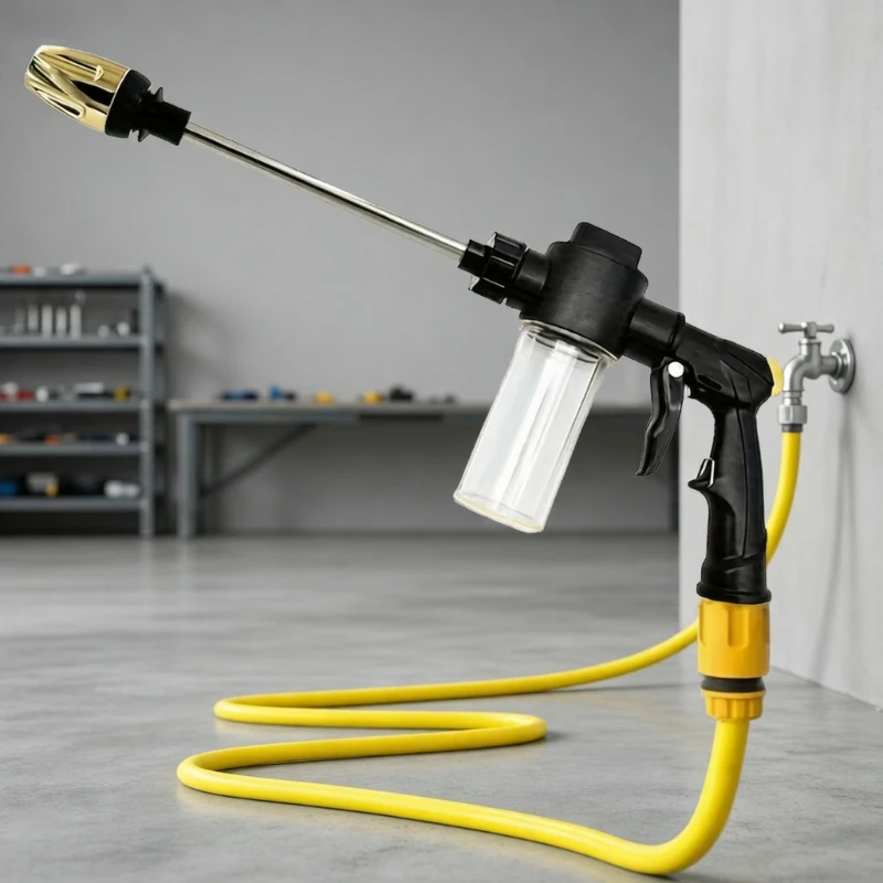 Tragbare Hochdruck-Wasserpistole Einstellbar für Autowäsche Garten-Sprinkler Schaumdüse Schlauchreiniger