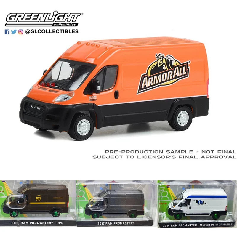 

GreenLight 1:64 2014/2017/2018/2020 Ram ProMaster 2500 грузовой фургон с высокой крышей серии сплав модель автомобиля дисплей орнамент игрушка в подарок