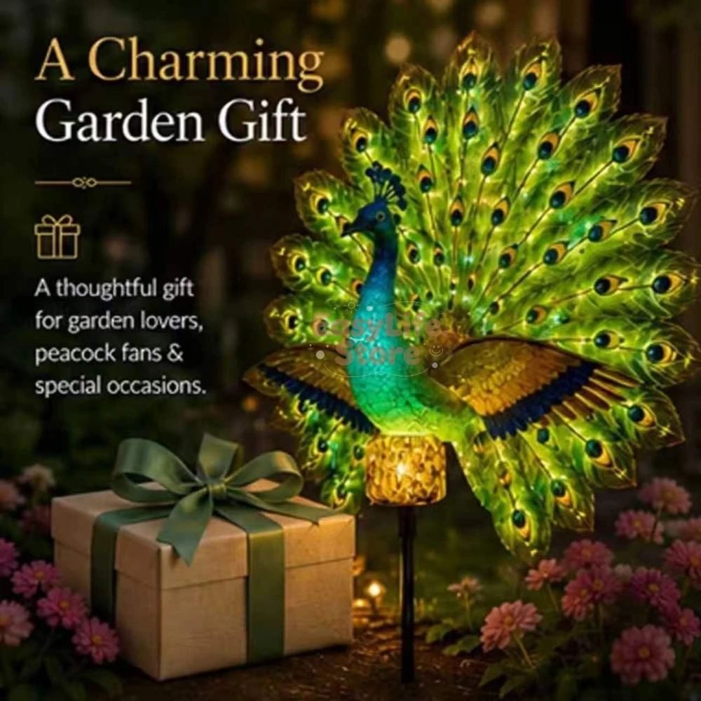 Solar Peacock Garden Sculpture, Outdoor Decor Light with Auto-On LED,Solar Garden Sculpture Moving, Ip44 All-Weather Waterproof - view 6