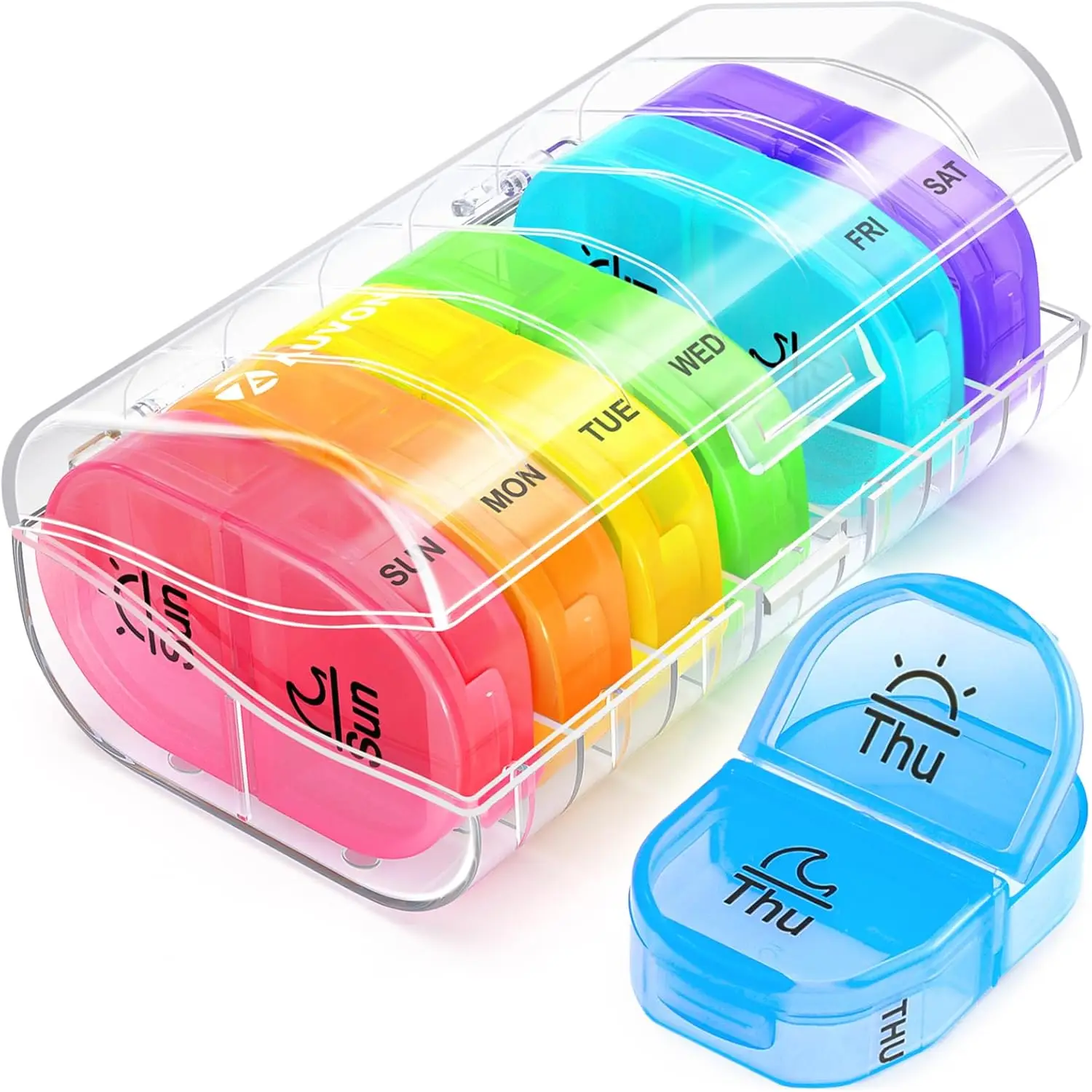 

Weekly Pill Organizer 2 Times a Day AM PM, 7 Day Travel Medicine Case for Vitamins and Supplements, Portable Pill Box
