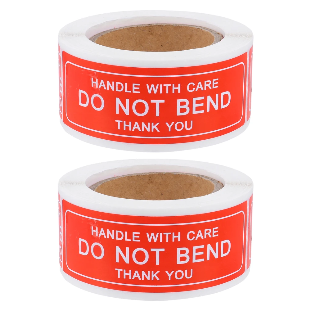 

2 Rolls Self-Adhesive Fragile Warning Stickers Handle With Care Shipping Labels Do Not Bend Packing Label Moving Box Storage