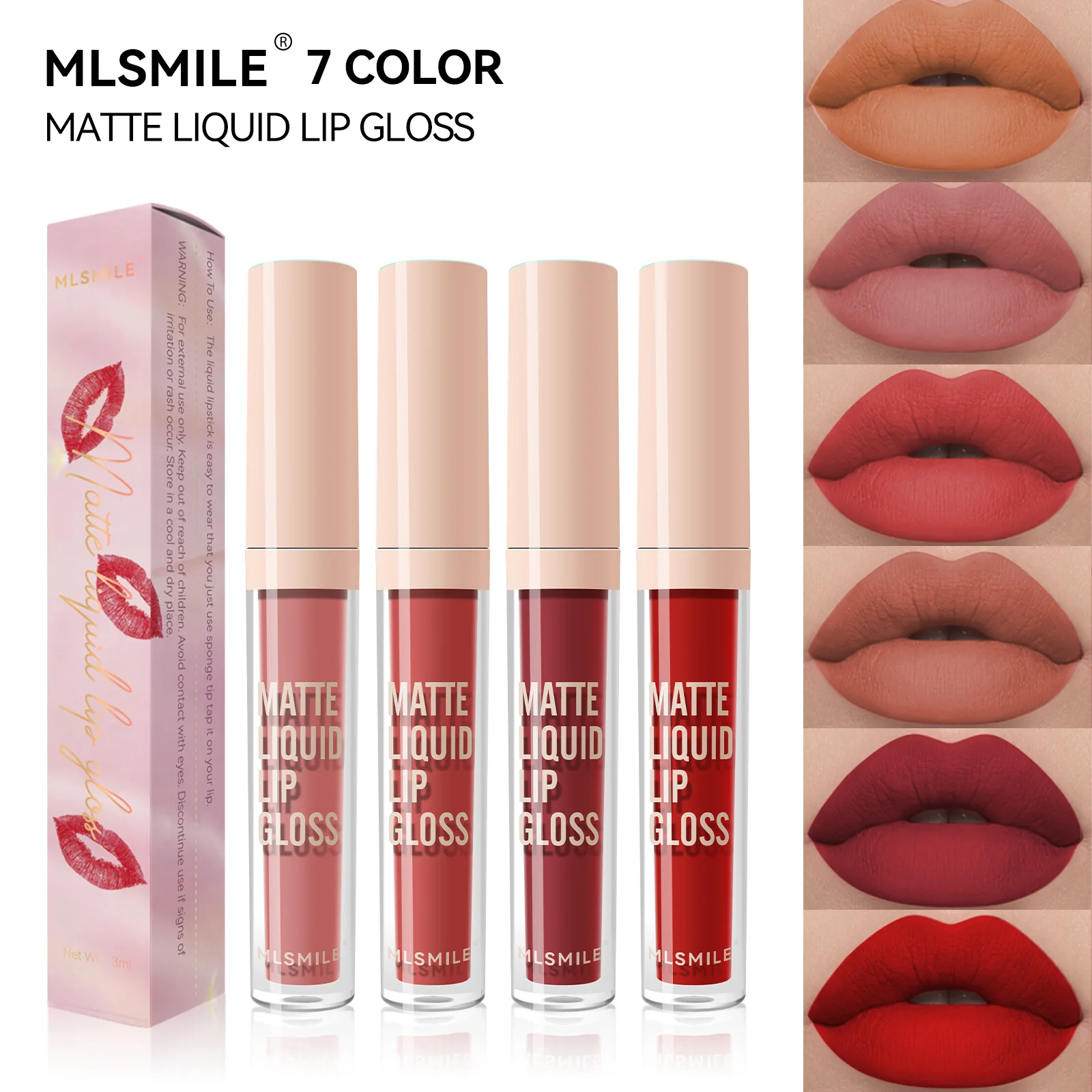 Waterproof Nude Lip Gloss 7Colors Lasting Velvet Matte Liquid Lipstick Moisturizing Non-stick Cup Lip Glaze Lip Makeup Cosmetic