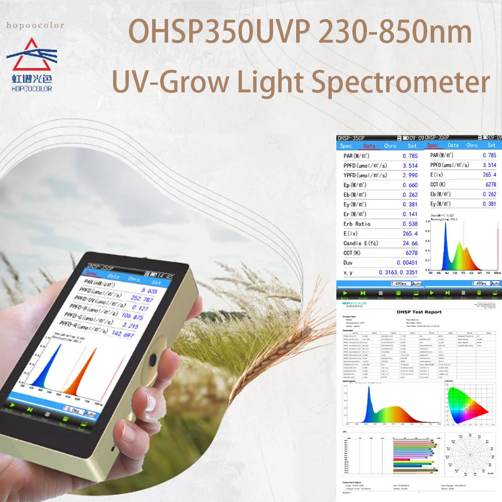 

UV-PAR Light Meter 230-850nm PPFD measure Led Light Spectrometer OHSP350UVP HOPOOCOLOR