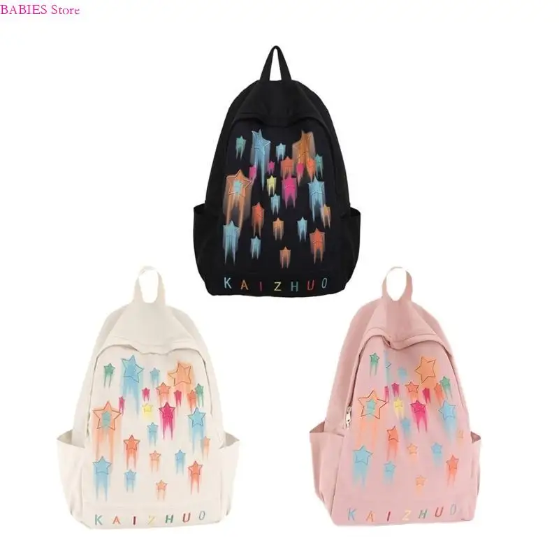 

C9GB Japanese Star Print School Bag Laptop Backpack Large Capacity Travel Daypack Book Bags for Student Teenager