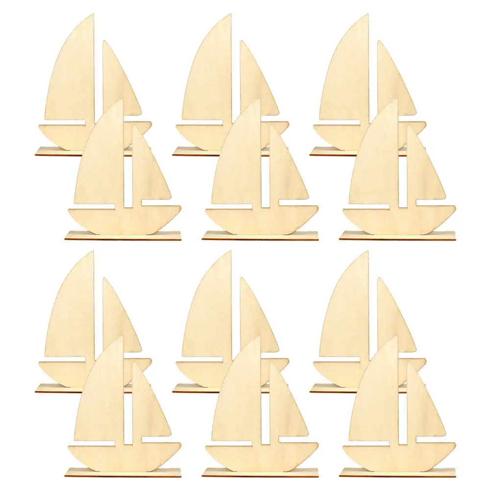 

12Pcs Sailboat Shaped Blank Wood Crafts Unfinished Wooden Cutouts for DIY Art Projects Tabletop Decor Wedding Christmas Craft