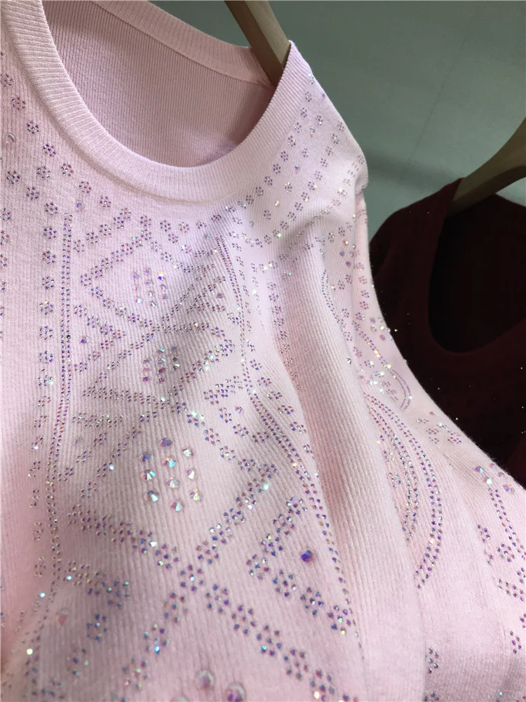 Geometric Pattern Diamonds Female Sweaters All-match Autumn Winter Long Sleeve Basic Shirt Elegant Women Knitted Pullover Top