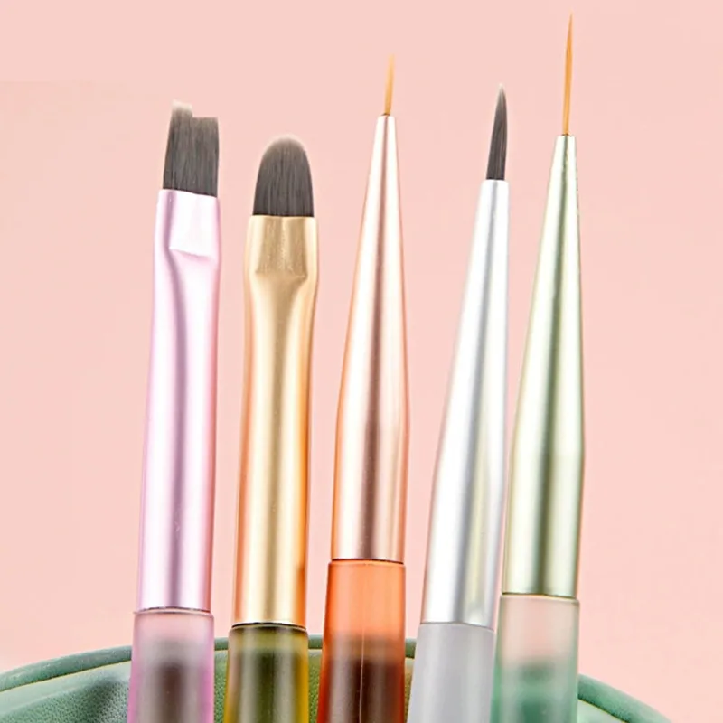 1/5 قطعة مسمار الفن بطانة رسم اللوحة فرشاة الأظافر مجموعة الاكريليك مسحوق نحت الأشعة فوق البنفسجية هلام تمديد أدوات قلم مانيكير