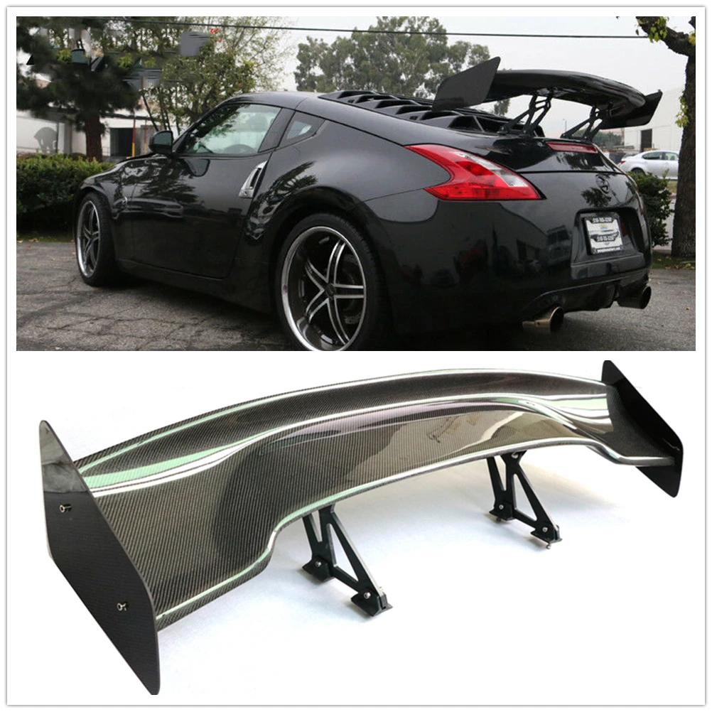 

For Nissan 370Z 2009-2020 57" 3D 3DI GT JDM Style Carbon Fiber Car Racing Rear Trunk Spoiler Wing W/ Brackets Upper Lip Splitter