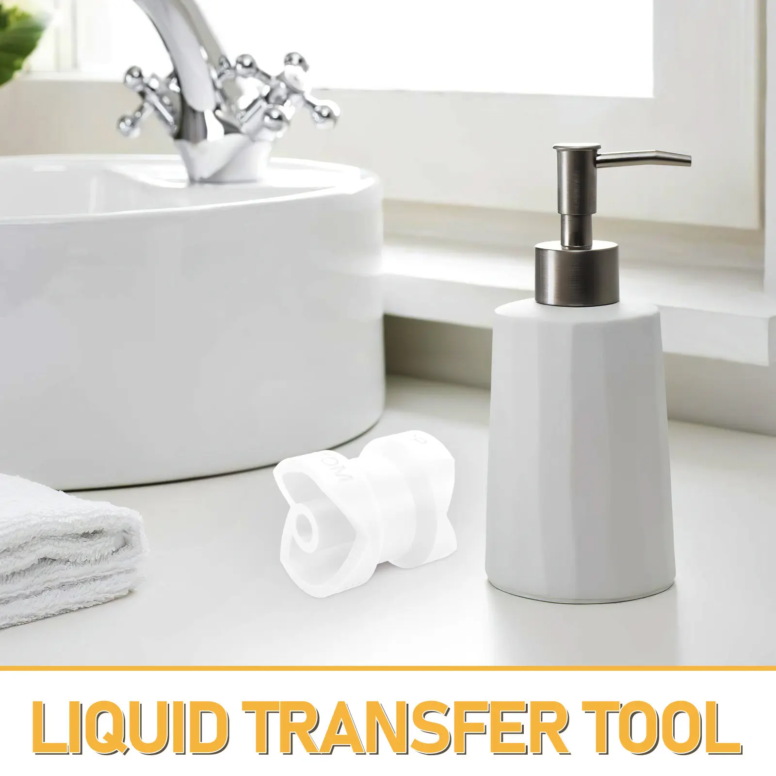 Leak Proof Liquid Transfer Connector Reusable Bottle Funnel Adapter for 4Cm Diameter Bottles Soap Shampoo Lotion Transfer