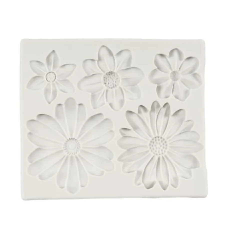 Flower Blossoms Silicone Mold Daisy Chrysanthemum Flower Fondant Mold for Cake Decoration Chocolate Cupcake Topper Candy Sugar view 4