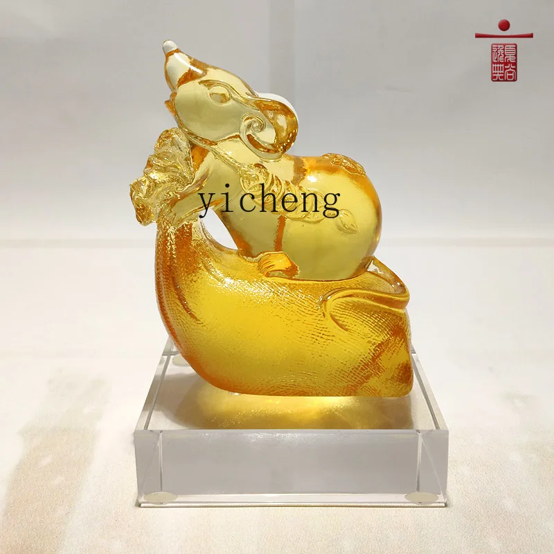 XL المزجج زخرفة صغيرة الماوس زودياك التميمة غرفة المعيشة مدخل الديكور الحرف اليدوية