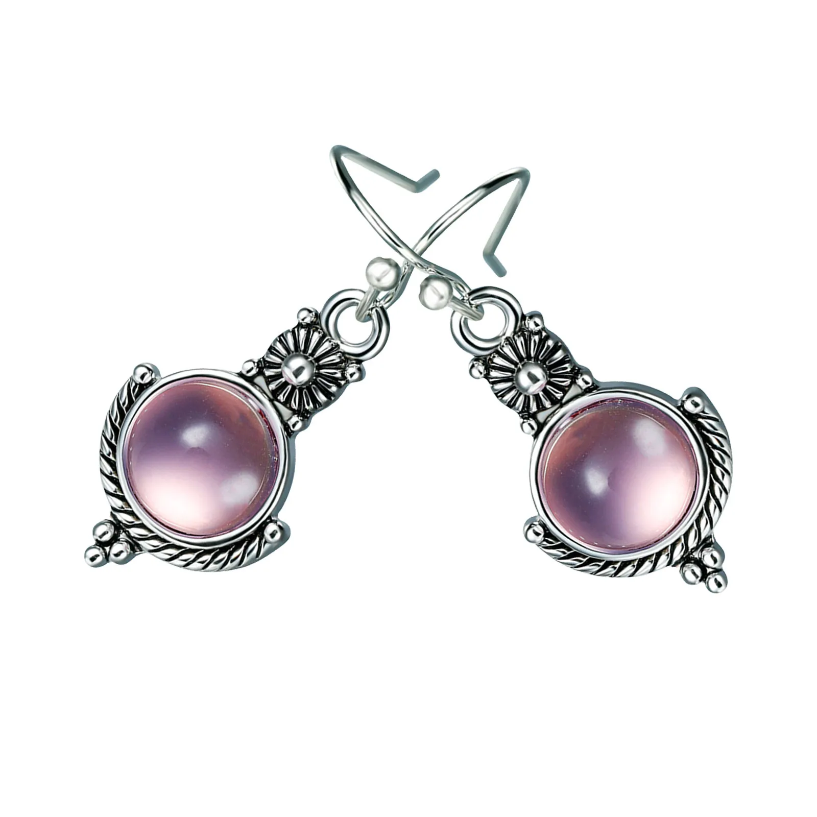 1Pair Moonstone Earrings Women Retro Fashion Earring Jewelry Exquisite Design Attractive Ear Accessories Stylish Ear Decor