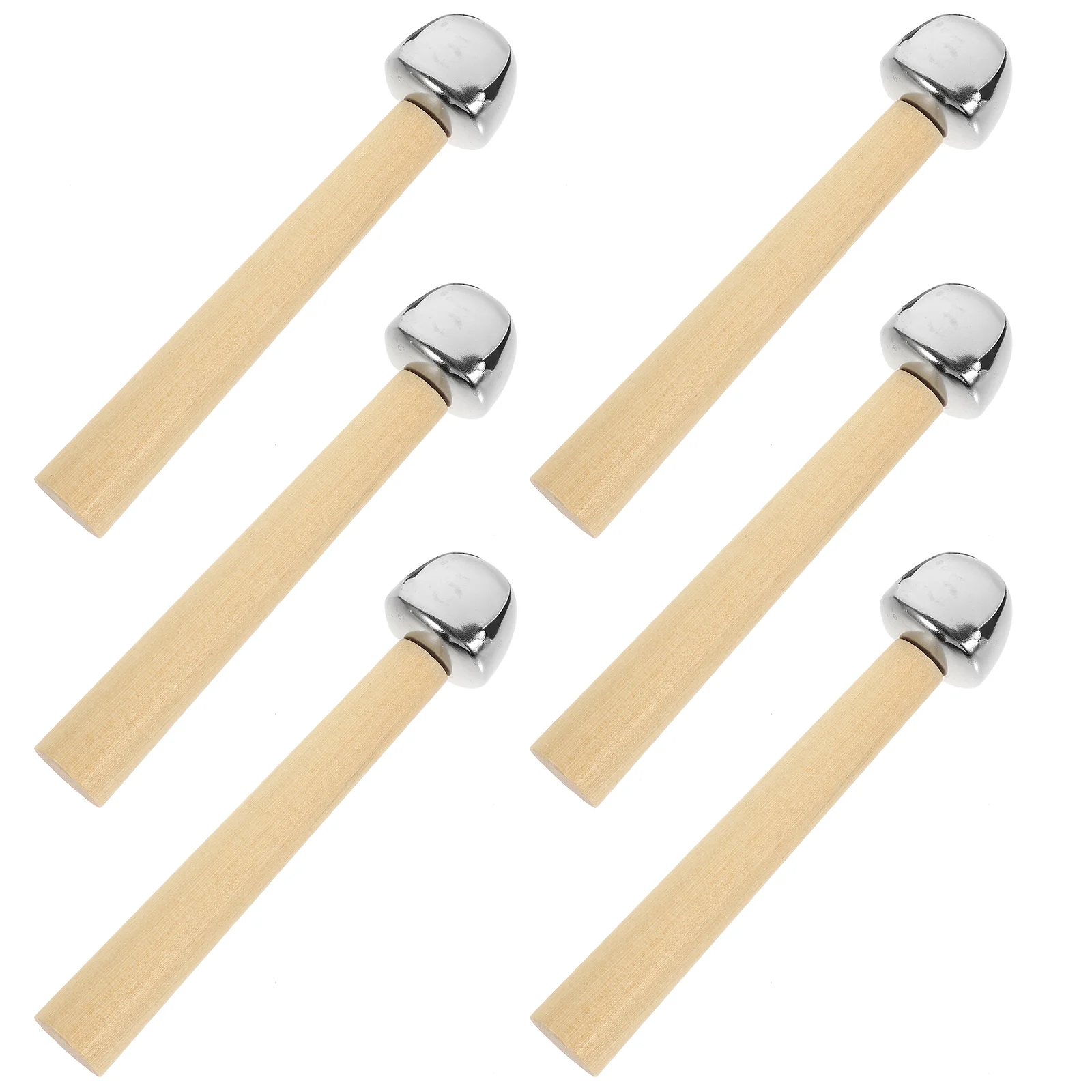 6 PCS Musical Handheld Percussion Kindergarten Teaching Aids Early Education Toys Stick Bell (birch) Toddler