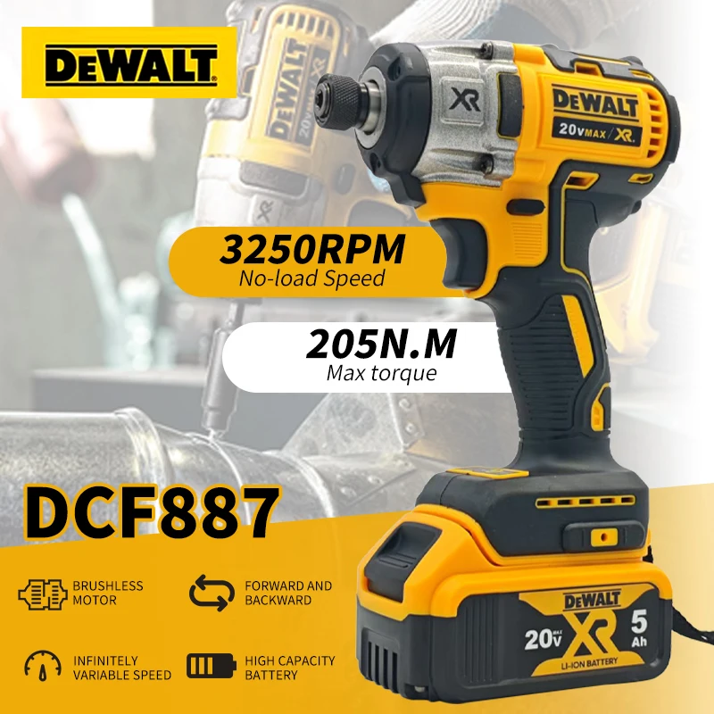 

Dewalt DCD887 Electric Impact Driver Drill 3250RPM Speed Brushless motor 1/4 Power Tools Electric Screwdriver For 20V Battery