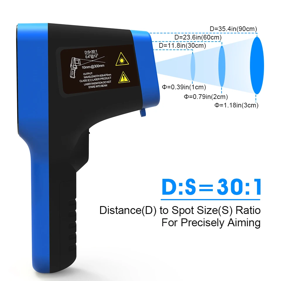 Imagem -06 - Termômetro Infravermelho Digital Pistola de Temperatura Infravermelho sem Contato58 °f2912 Ghz -50 °c 1600 °c Termômetro Laser ir