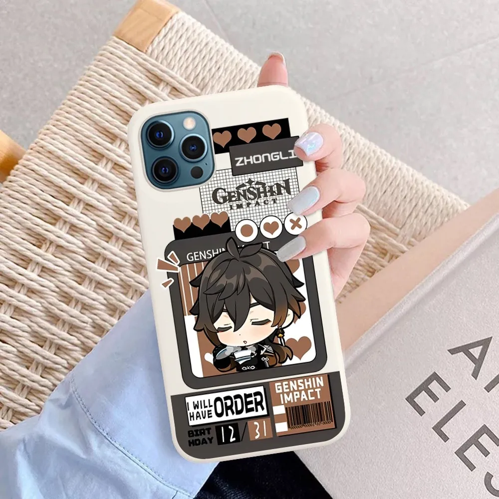 Amine Genshin impact Game Phone Case Soft Solid Color For iphone 14 11 12 13 mini pro max 7 8 plus 6 6s x xs max xr