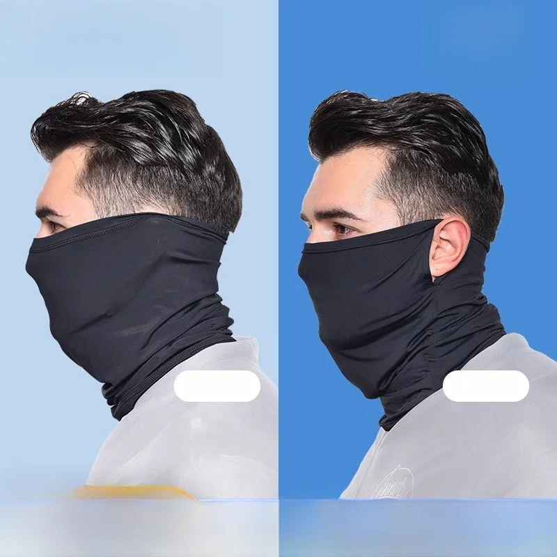 Men's Sun Protection Face Mask Ice Silk Neck Cover Full Face Sunshade Scarf Polyester Fabric Spring Summer Autumn Unisex