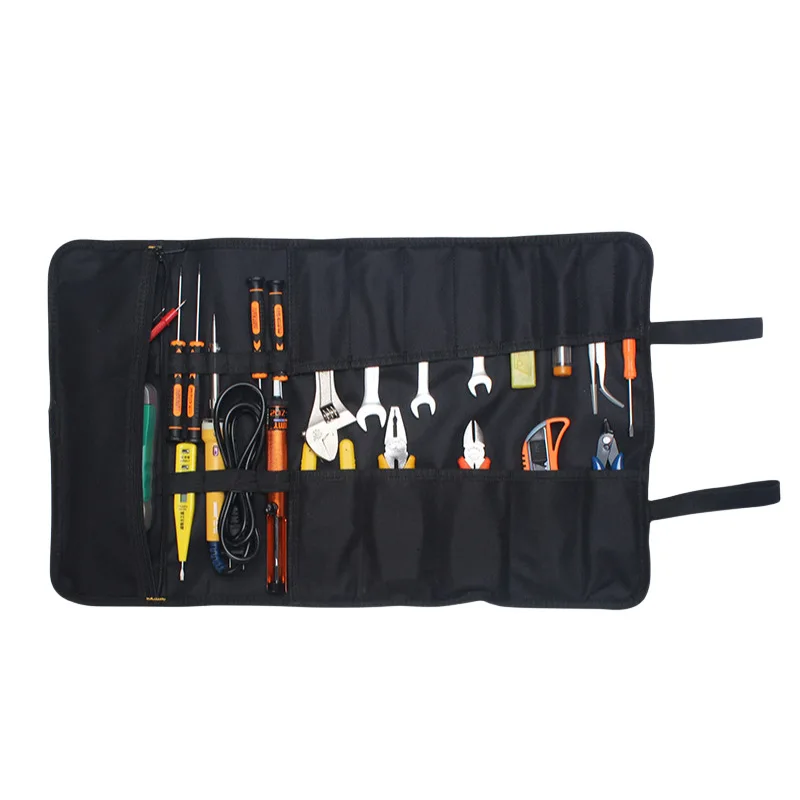 Bolsa de almacenamiento de herramientas Oxford portátil, kit de herramientas de mantenimiento plegable, llave de Camping, bolsos de herramientas, organizador, bolsa de mano de tijera, 22 bolsillos