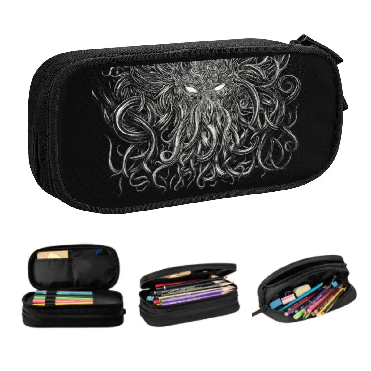 Custom Horror Cthulhu Lovecraft Monster Kawaii Pencil Case Boys Gilrs Large Capacity Lovecraft Pencil Box Student School