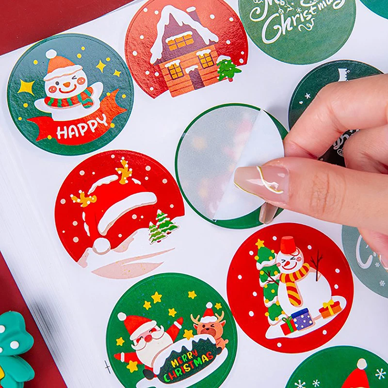 60Pcs Merry Christmas Stickers Round Christmas Goods Sealing Sticker Paper In Notebook Stationery