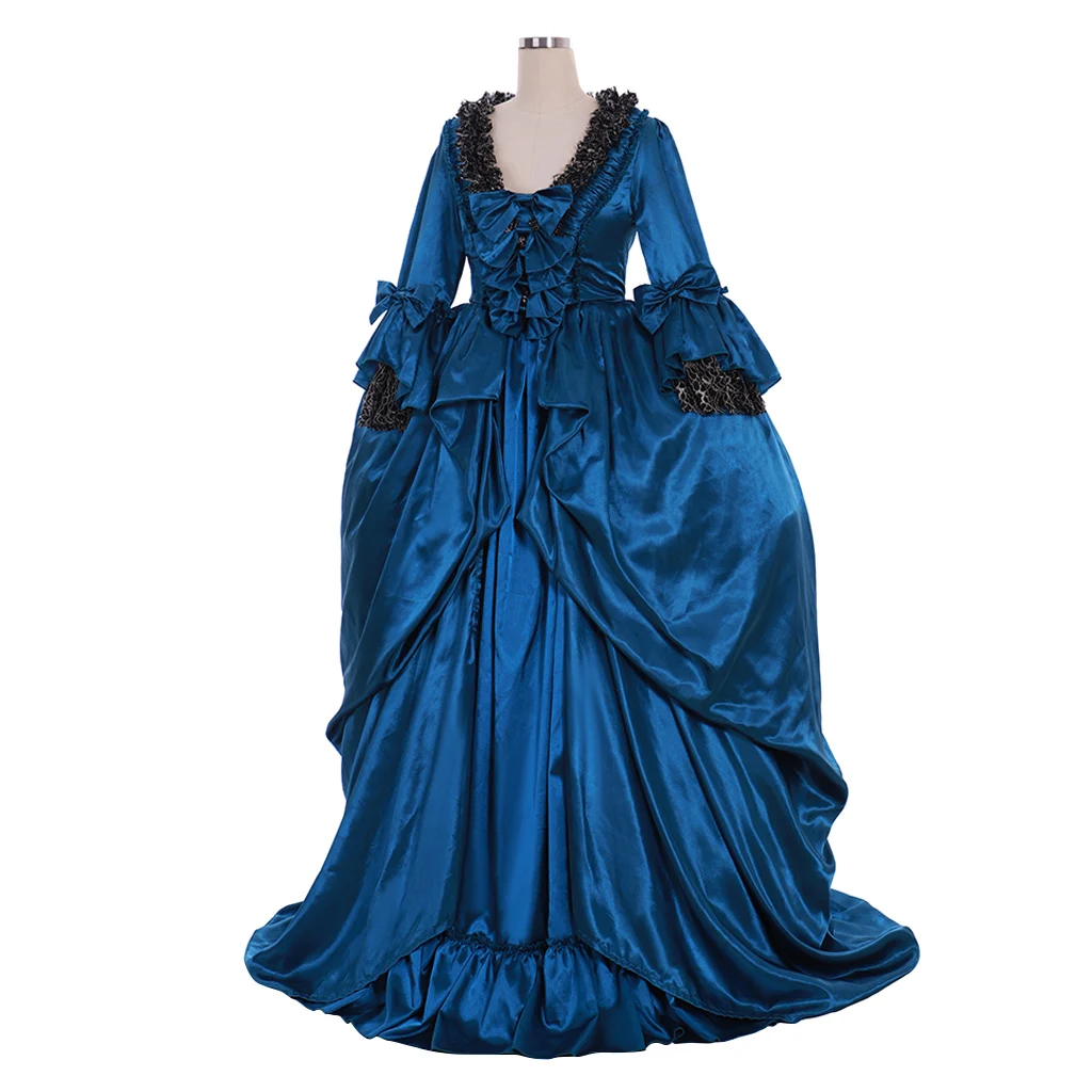 Cosplaydiy Victorian Maria Antonietta Floral Style Rococo Blue Ball Gown Dress Hallowe Noble Princess Balen Wedding Fancy Dress