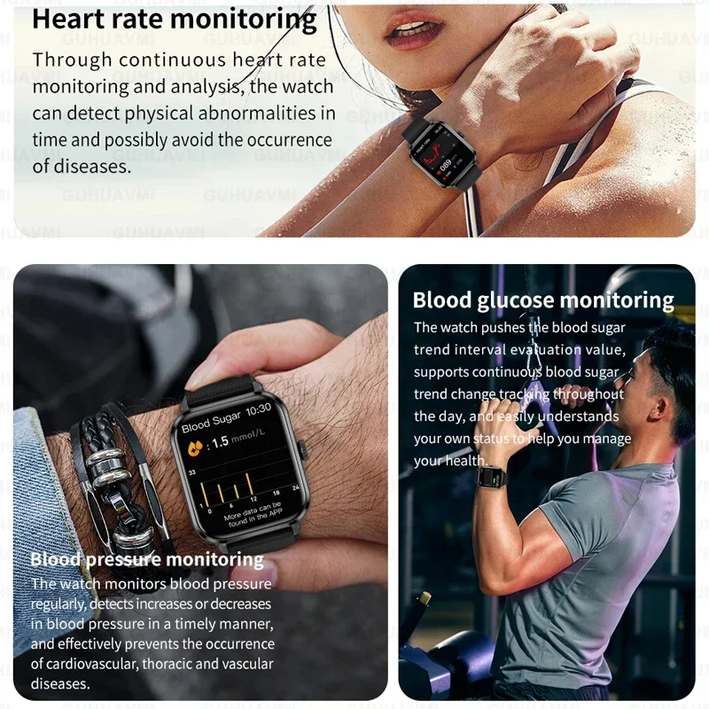 HD Voice Call Women Smartwatch 1.85\'\' AMOLED Screen Full Touch Watch Ladies Heart Rate Blood Glucose Monitor Smart Watch For IOS