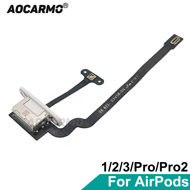 Aocarmo For Apple AirPods 1 2 3 Pro A2190 Earphone Battery Compartment Charging Port Charger Dock Lightning Interface Connector