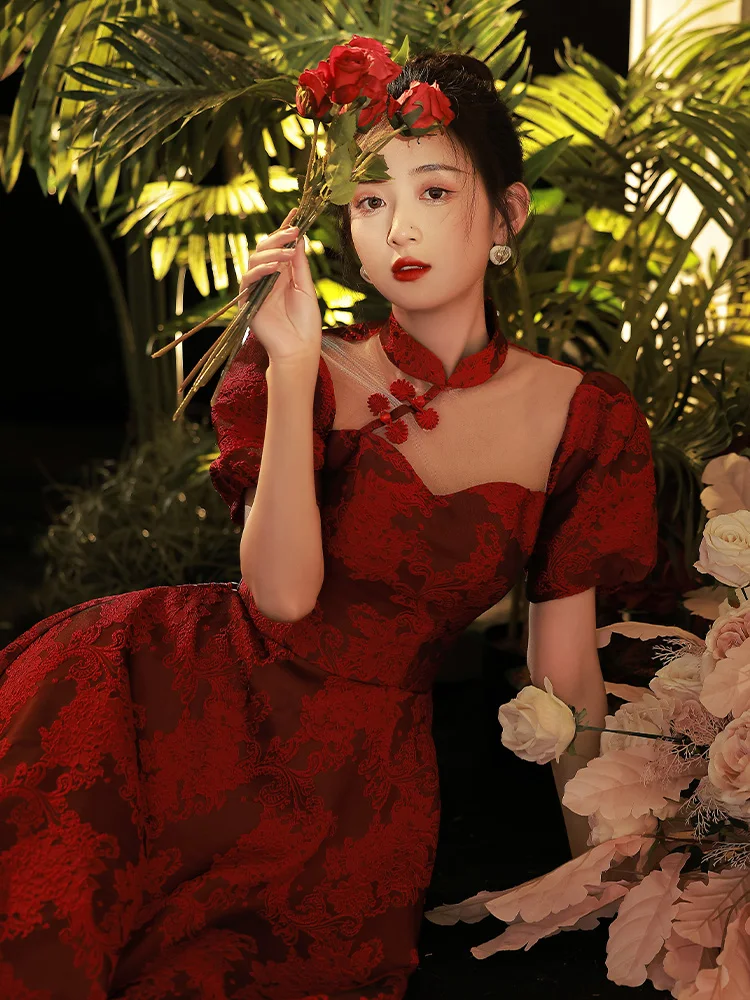 

Платье миди Dr Korean Sle с коротким рукавом и молнией на талии для молодой невесты, для свадьбы, выступлений и повседневной носки