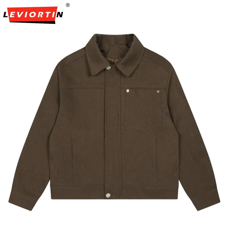 

Men's American high street deconstruction and segmentation design, loose and casual double zipper workwear, lapel jacket