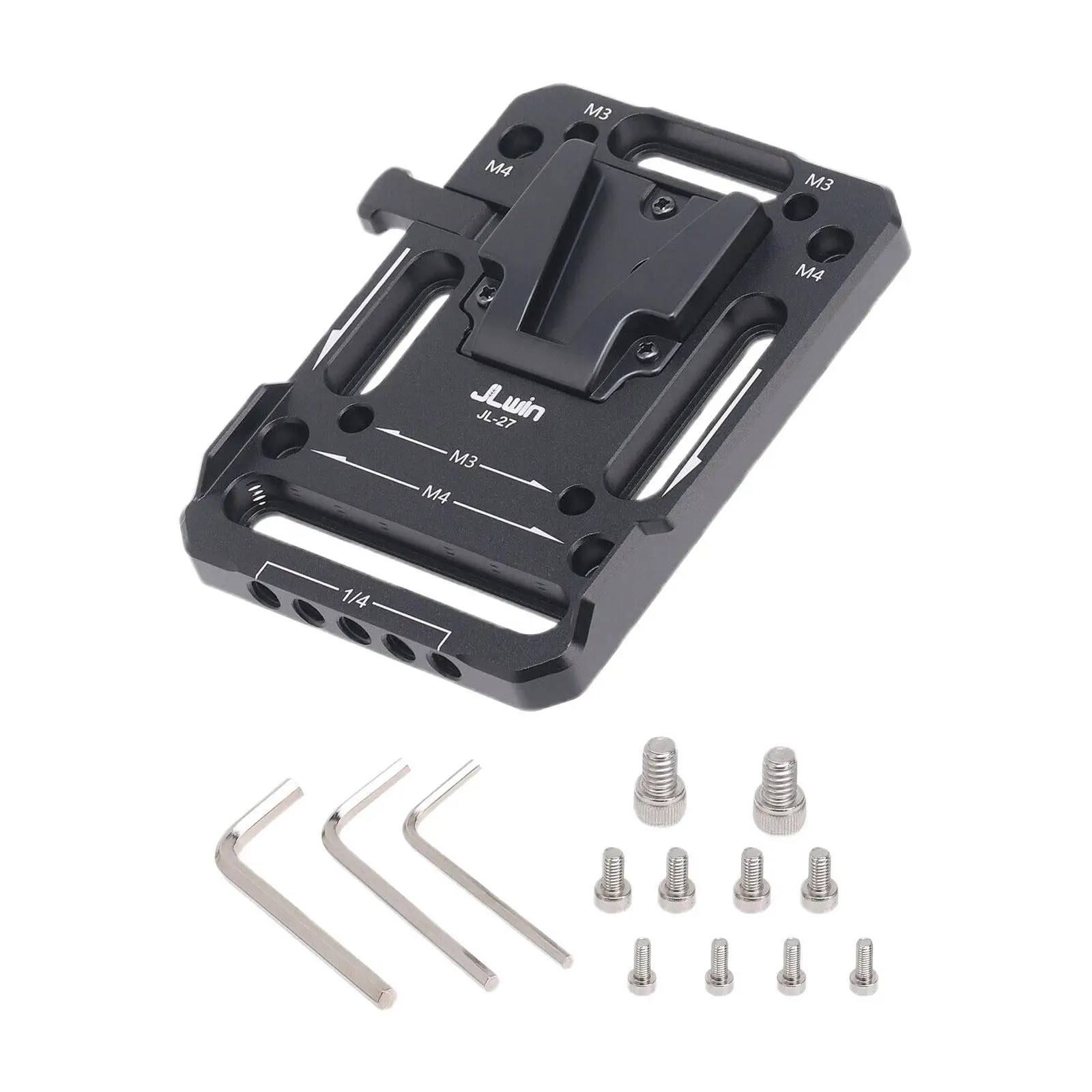 V Mount Battery Plate Adapter M3 M4 1/4" Holes Video Making DSLR Accessory Multipurpose Practical Battery Holder V Lock Plate
