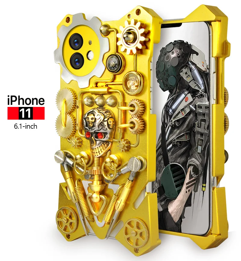 Hot Metal Steel Machinery Gothic Skull Gear Rotation For IPhone 11 IPhone11 Pro Max Protective Shell Skin CASE Cover