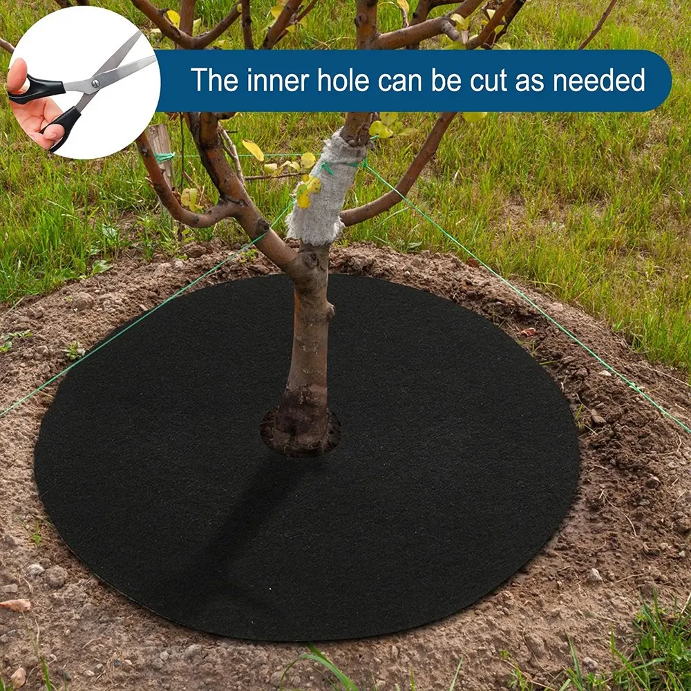 Non-Woven Tree Mulch Ring Weeding Barrier Protector Mat Ecological Anti Grass Weed Control  Breathable Moisturizing Plant Covers