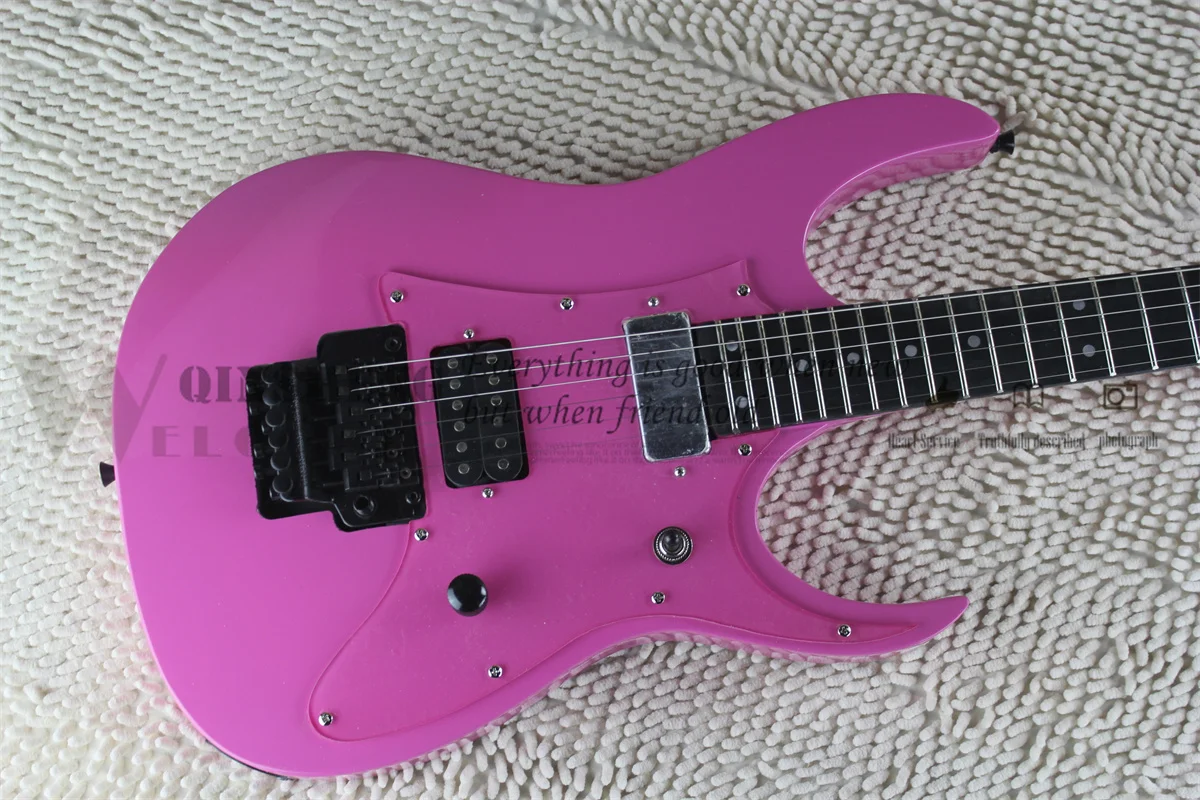 Pink Electric Guitar, GS Guitar, Maple Wood Set In Basswood Body, Tremolo Bridge, Iron Shell Pickup