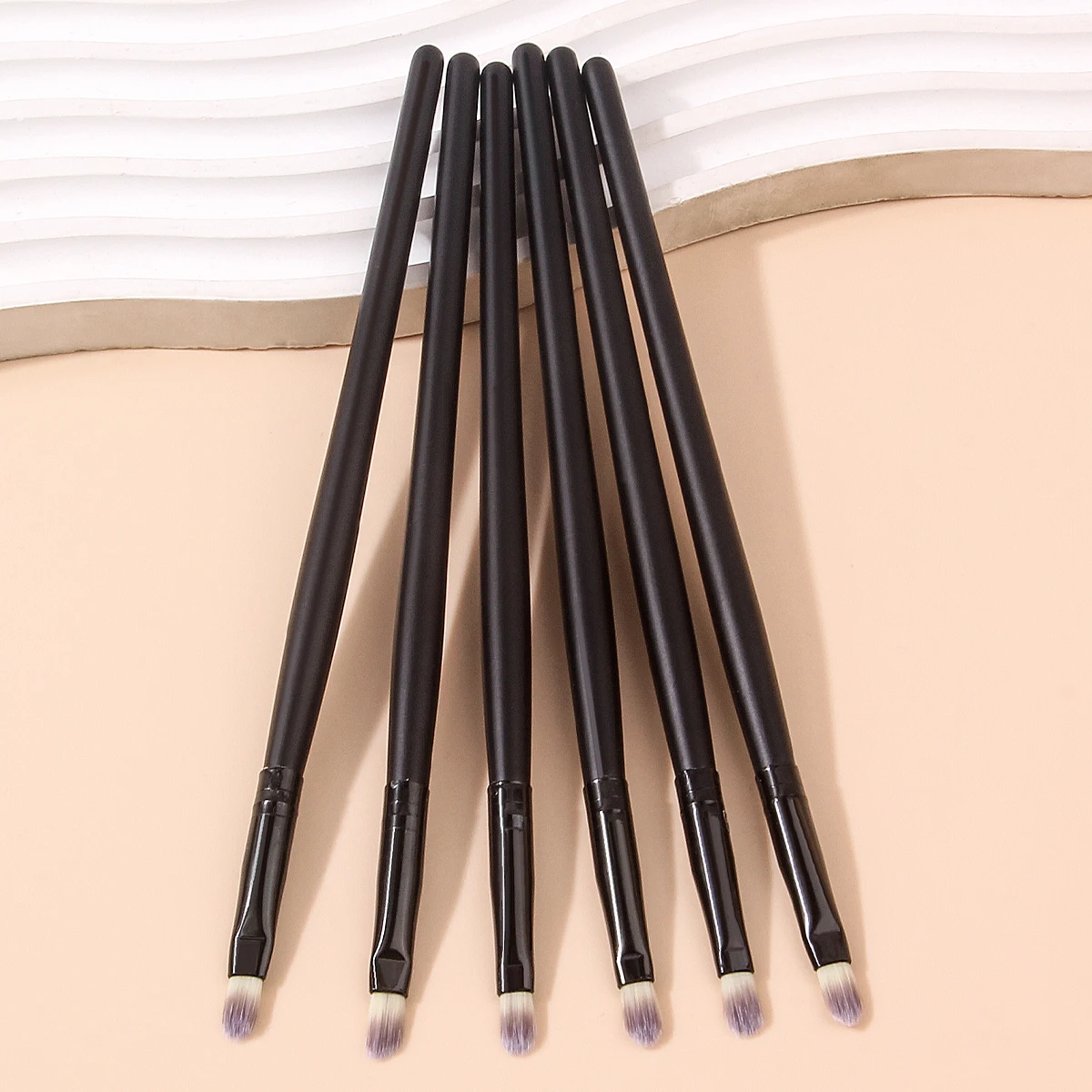 Conjunto de pincéis de maquiagem profissional, 6 peças, corretivo labial, detalhe, sombra, delineador, escova com cabo de madeira, ferramentas de beleza