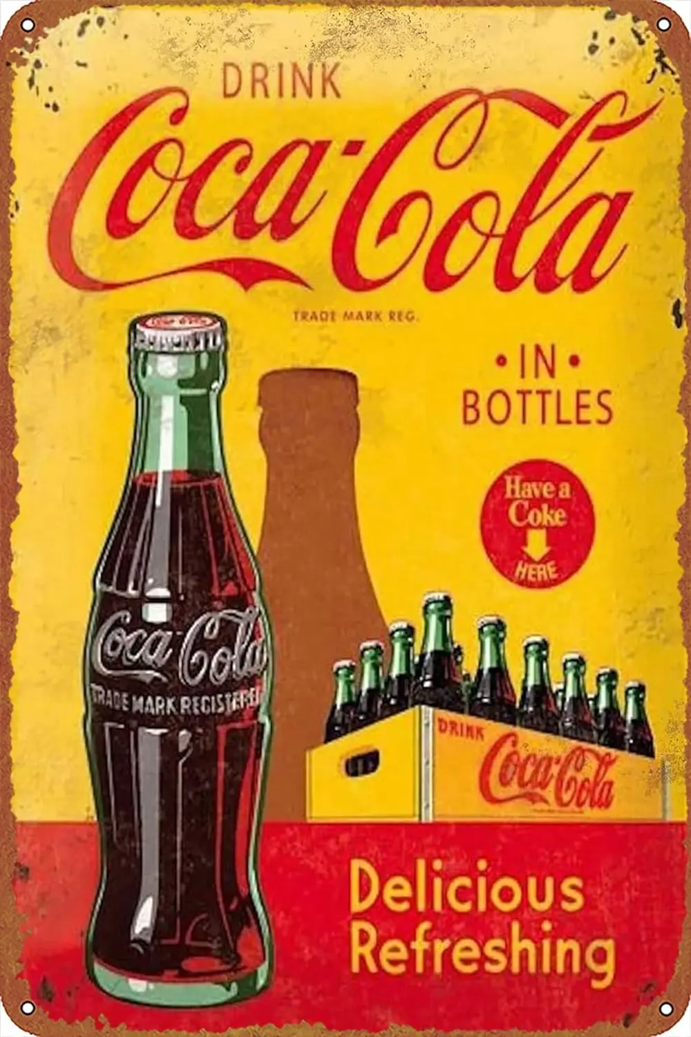 Metal Tin Sign Delicious Refreshing Poster Retro Metal Sign Vintage Tin Sign for Cafe Bar Home Wall Decor 12 X 8 inch