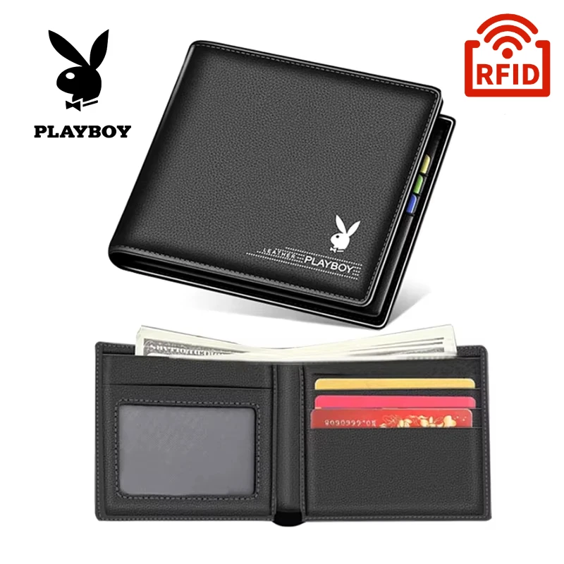 

PLAYBOY Men's Short Wallet Multi Card Horizontal Wallet RFID Protected Wallet