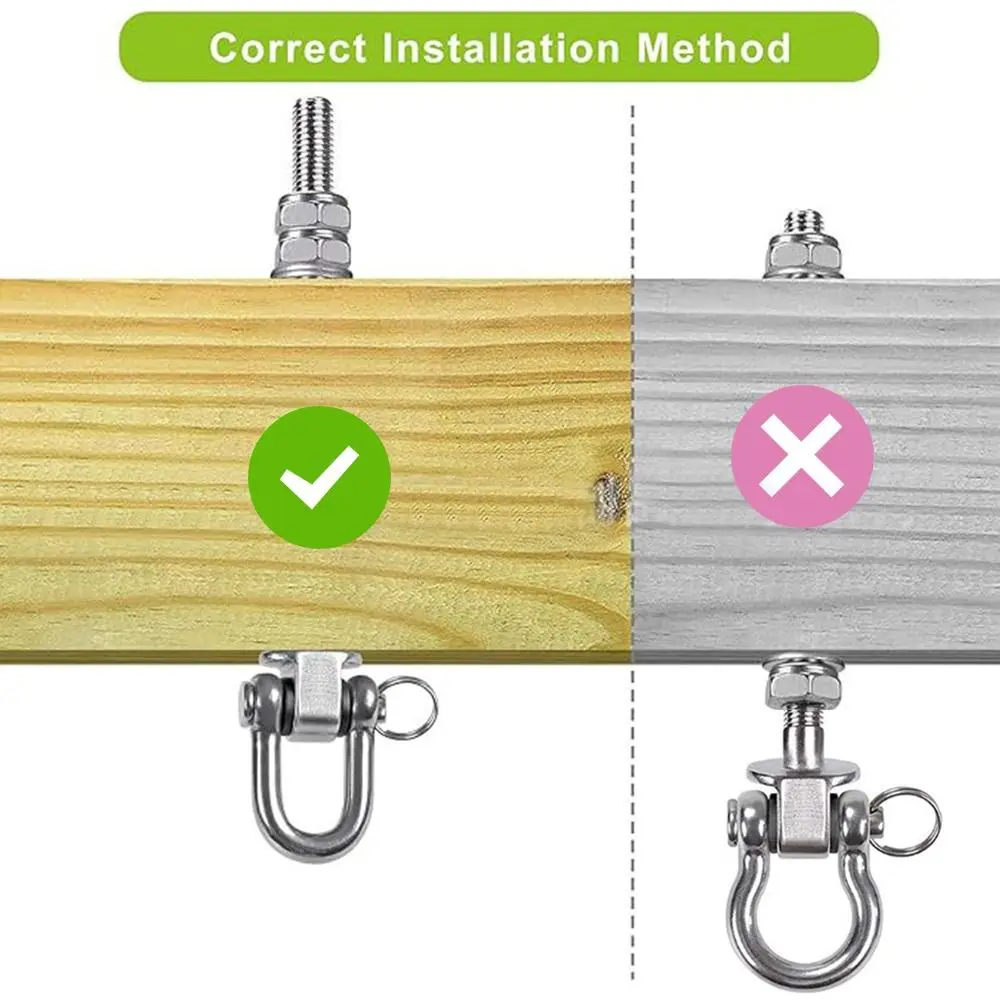 Portable Heavy Duty Swing Hook Stainless Steel Easy Installation Yoga Hammock Hook Threaded Shaft Hammock Hook Tree Swing