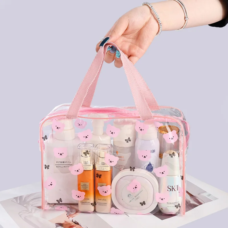Transparent Women's Makeup Bag Waterproof PVC Cosmetic Bag Portable Women Storage Bag Toiletries Female Wash Bags