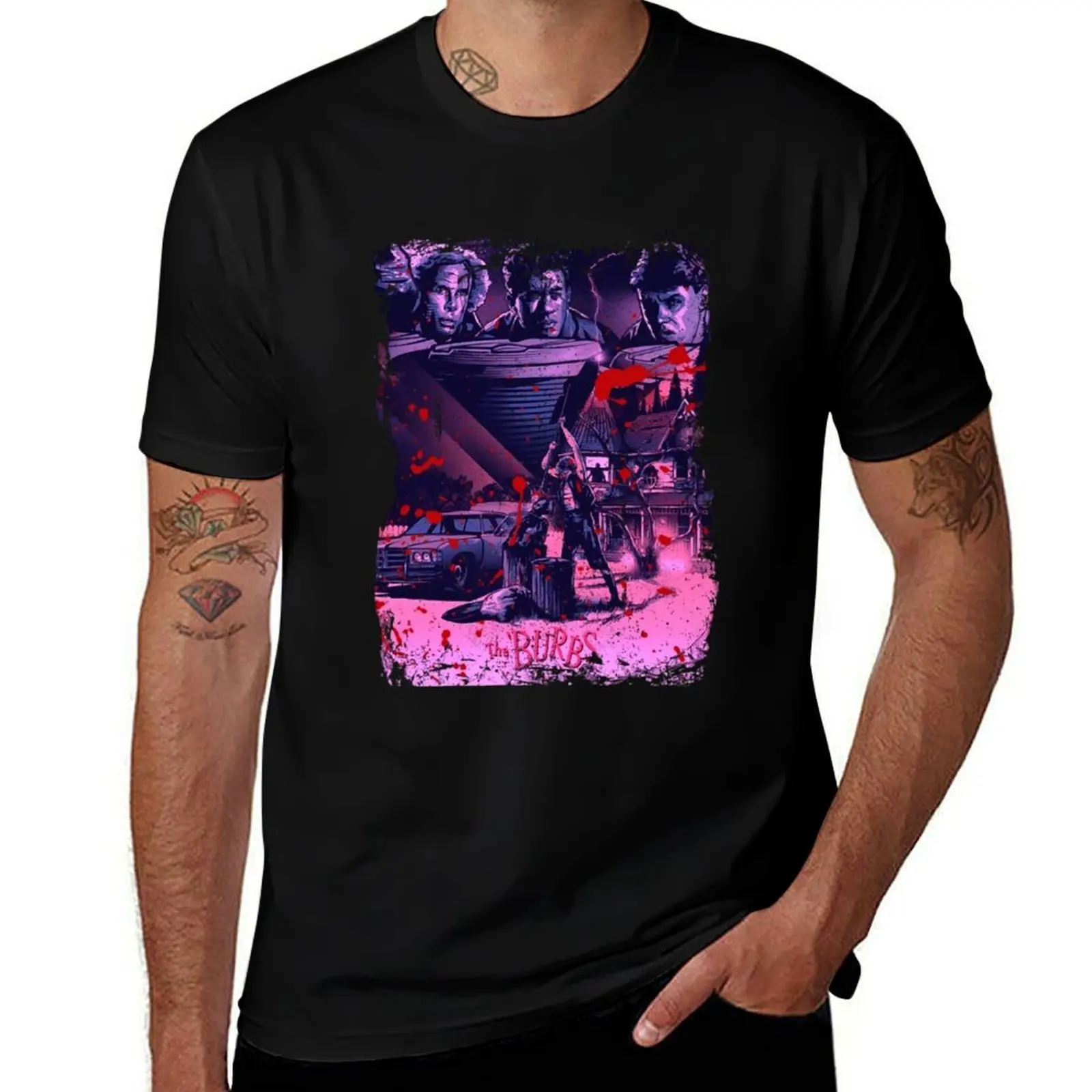 Strange Happenings The Burbs - Explore the Dark Secrets of Your Neighborhood T-Shirt Classic Print Short Sleeve Shirt