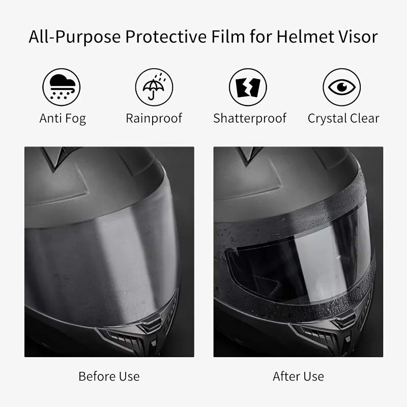 Universal motorcycle helmet sun visor film, made of durable PET nano-coated material for clear vision