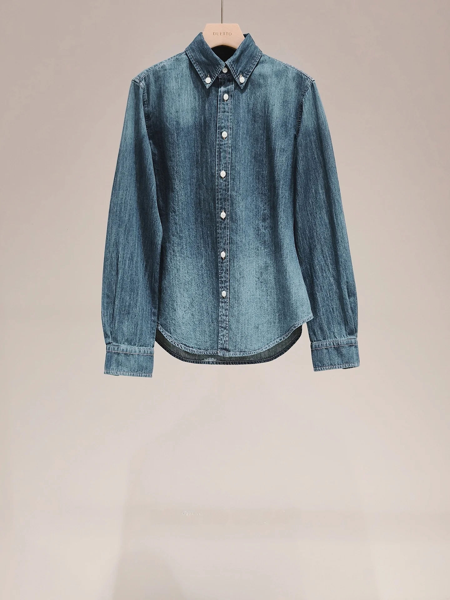 

Duetto Iva adient Waed 3D Waist Slim Fit American Old Money Sle Denim irt Women's Retro Cotton Long Sve irt