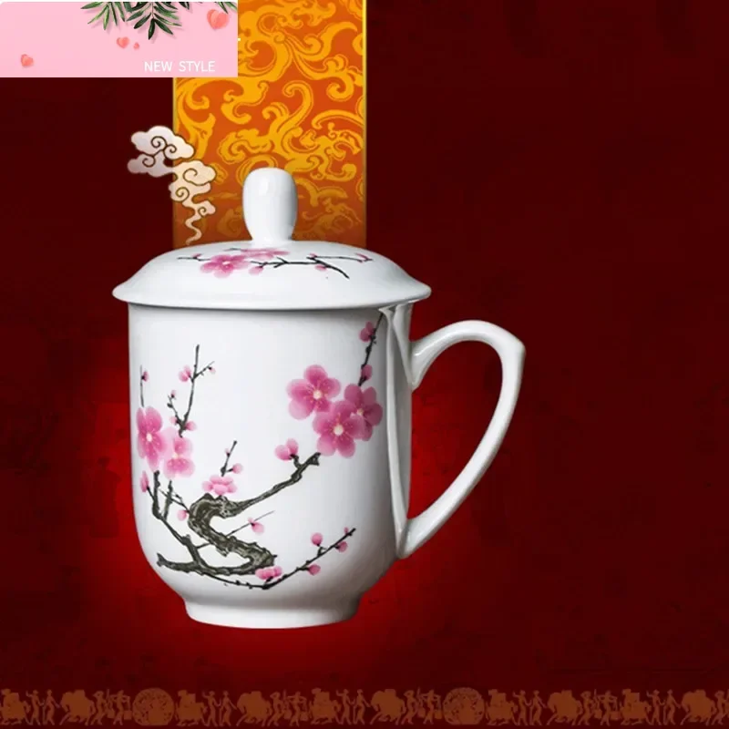 

Цзиндэчжэньская керамика, большая емкость, чайная чашка для офиса с крышкой, домашняя фарфоровая чашка для воды, принадлежности для чайной посуды, заварочный чайник