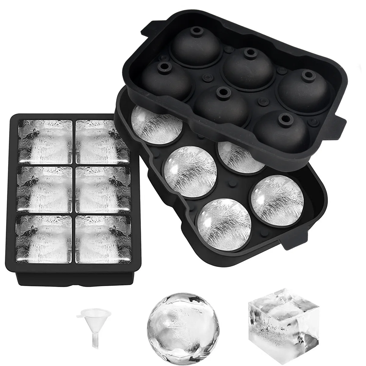 

4/6/8-Grid Ice Silicone Cube Mold Tray DIY Freeze Ice Maker Creative Ice Cube Mold Barware Tools Perfect for Freezer, Cocktail